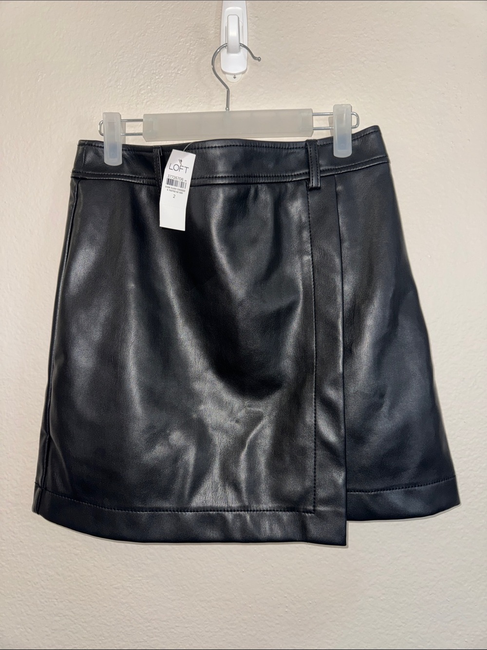 LOFT Black Faux Leather A-Line Mini Skirt